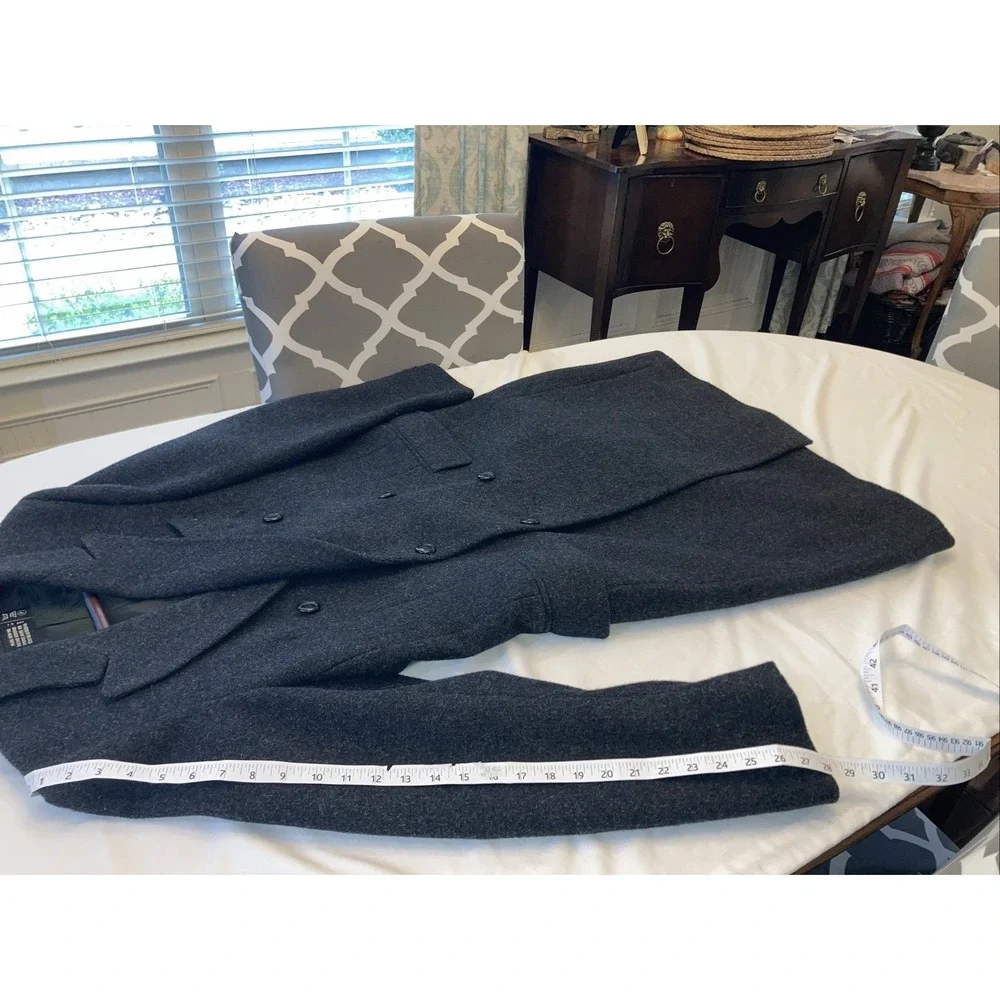 Vintage 80s Pure Wool Overcoat Men's 40R Double Breasted European American Male - Picture 9 of 12